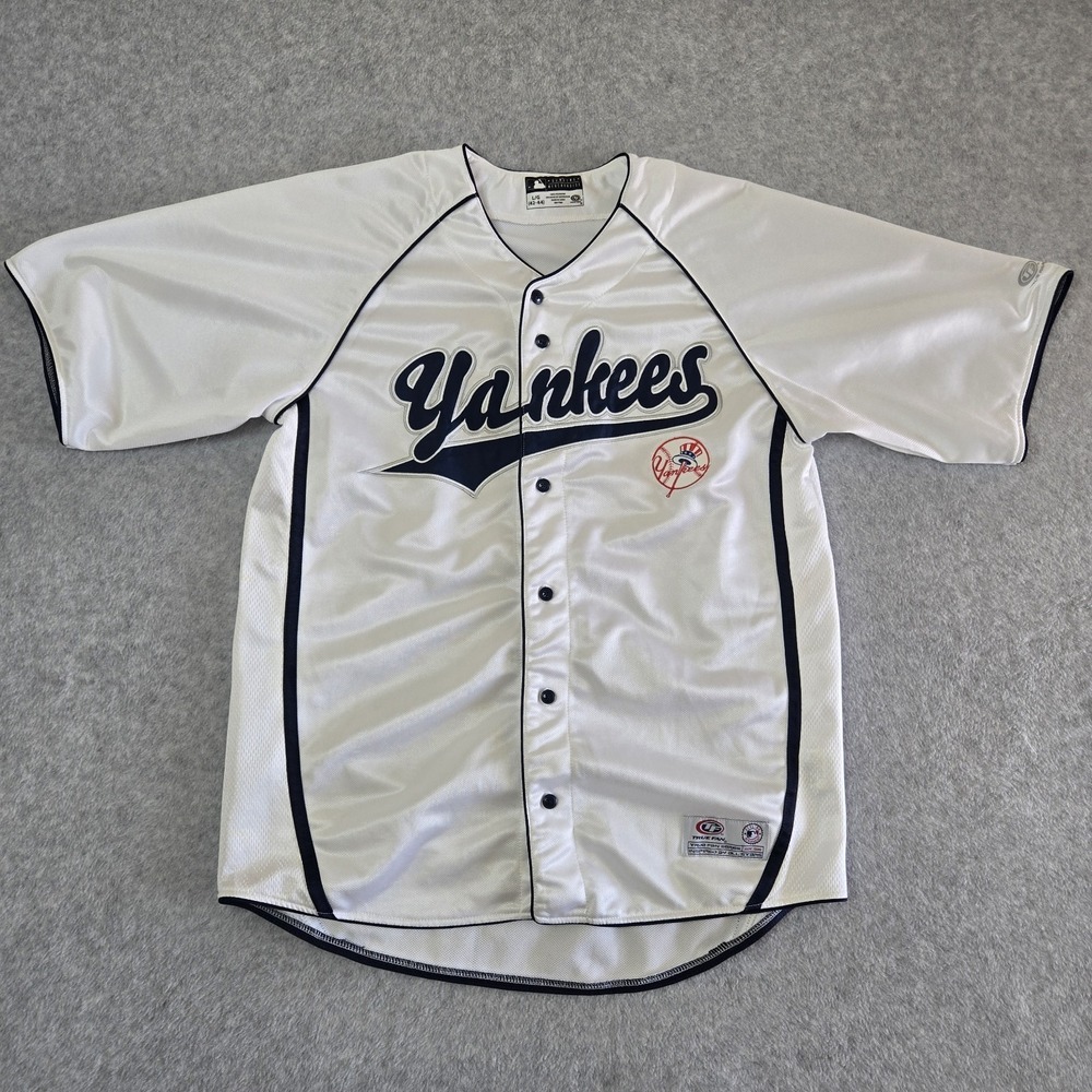 Vintage Tru Fan New York Yankees MLB Stitched‎ Jersey Mens Large Blue & White
